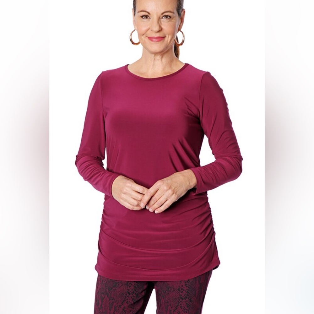 Mr. Max Brazil Knit Shirred Long Sleeve Top